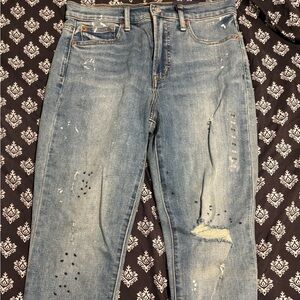 GAP Light Blue Distressed Straight Leg Jeans